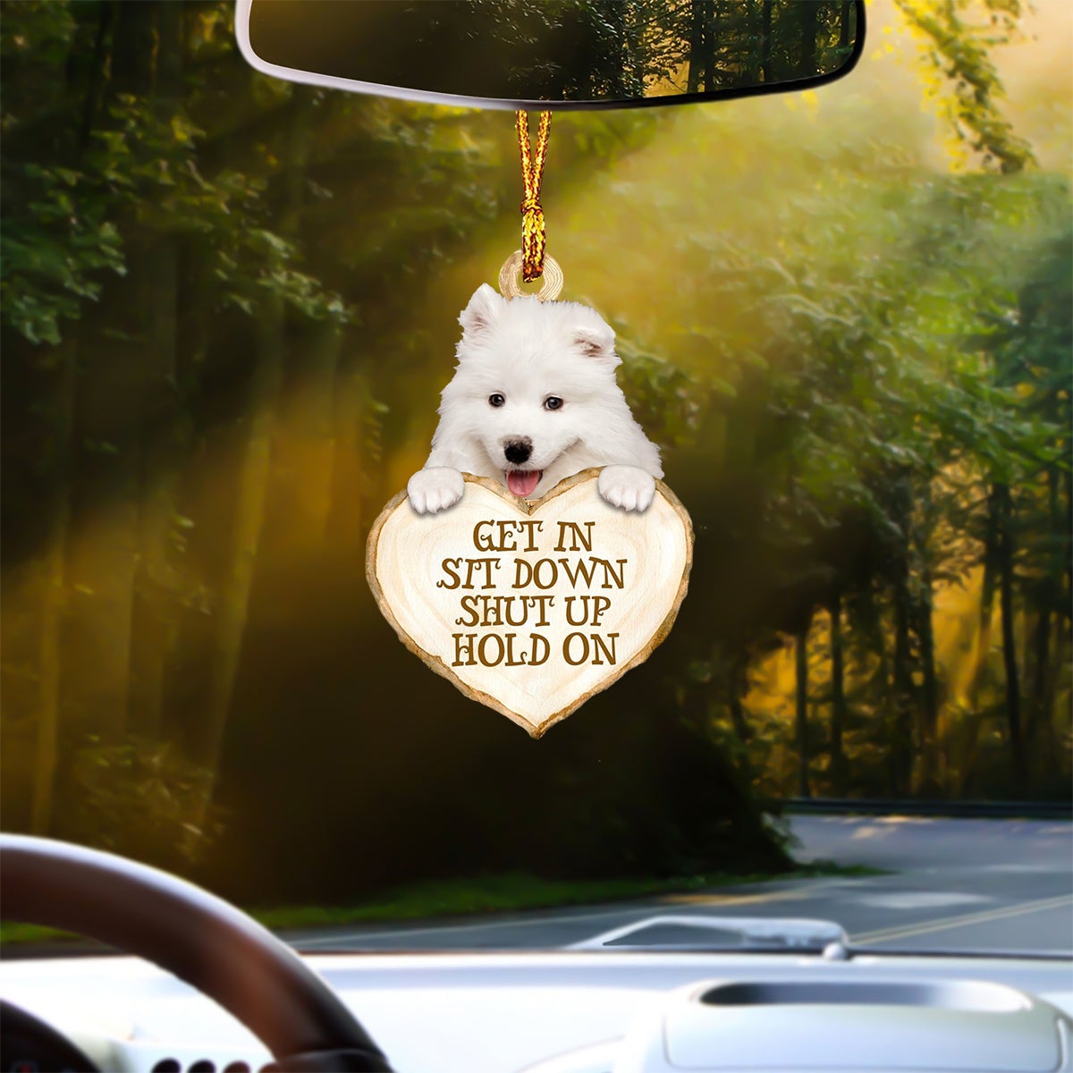 Samoyed Heart Shape Get In Car Hanging Ornament