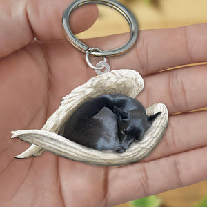 Schipperke1 Sleeping Angel Acrylic Keychain