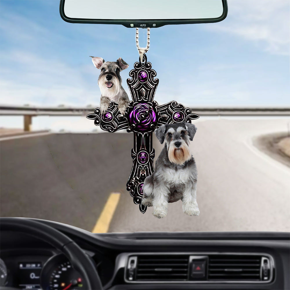 Schnauzer Pray For God Car Hanging Ornament