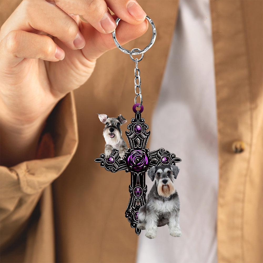 Schnauzer  Pray For God Acrylic Keychain