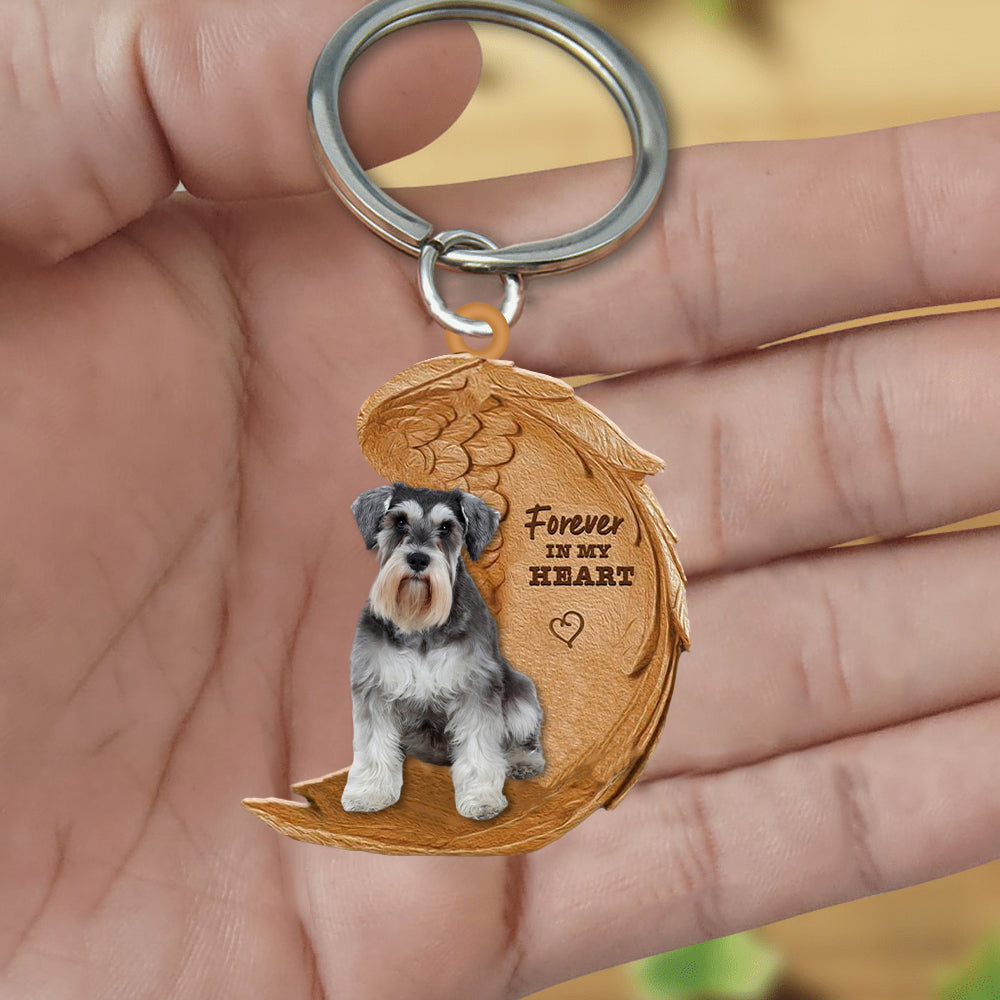 Schnauzer In My Heart Flat Acrylic Keychain