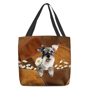 Schnauzer  Holding Daisy  All Over Printed Tote Bag