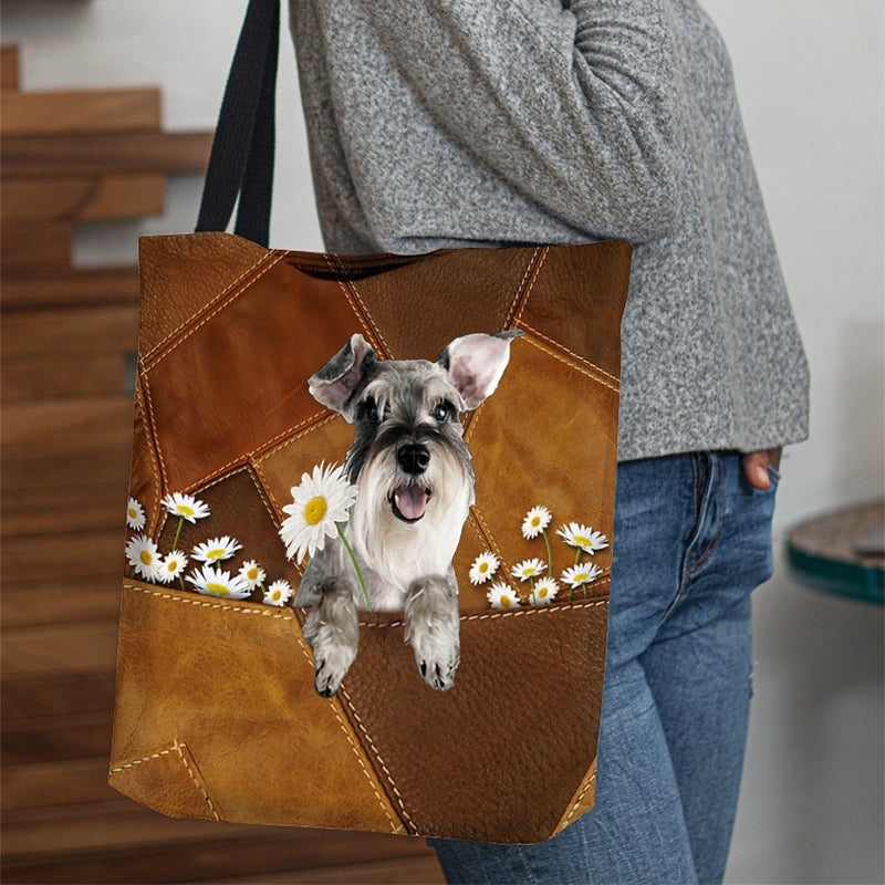 Schnauzer  Holding Daisy  All Over Printed Tote Bag