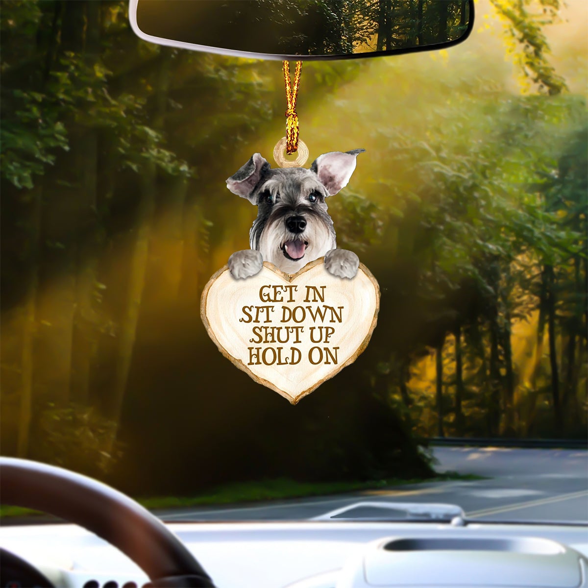 Schnauzer Heart Shape Get In Car Hanging Ornament