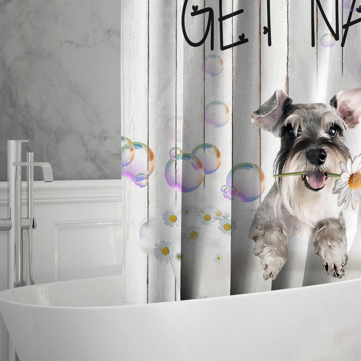 Schnauzer 1 Get Naked Daisy Shower Curtain