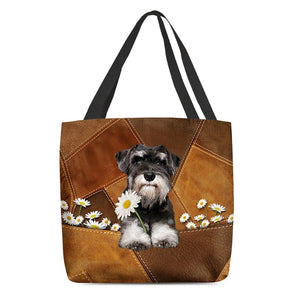 Schnauzer3 Holding Daisy  All Over Printed Tote Bag