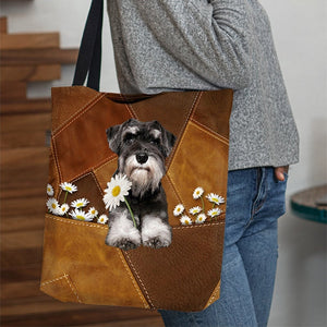 Schnauzer3 Holding Daisy  All Over Printed Tote Bag