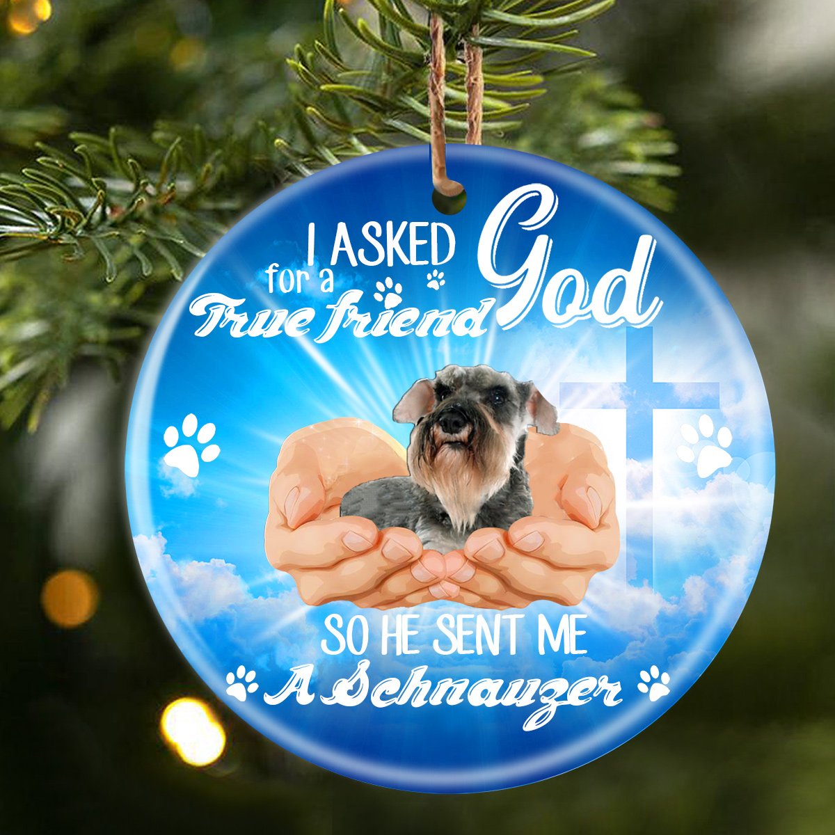 God Send Me A/An Schnauzer Porcelain/Ceramic Ornament