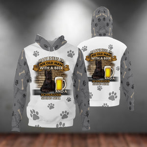 Happiness Is An Old Man With A Beer And A Schnauzer Hoodie