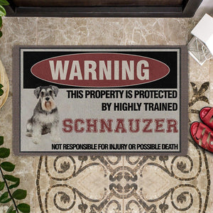 THIS PROPERTY IS PROTECTED BY HIGHLY TRAINED Schnauzer Doormat