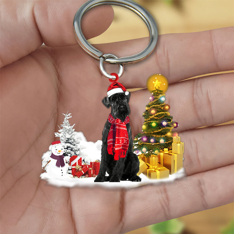 Schnauzer02Early Merry Christma Acrylic Keychain
