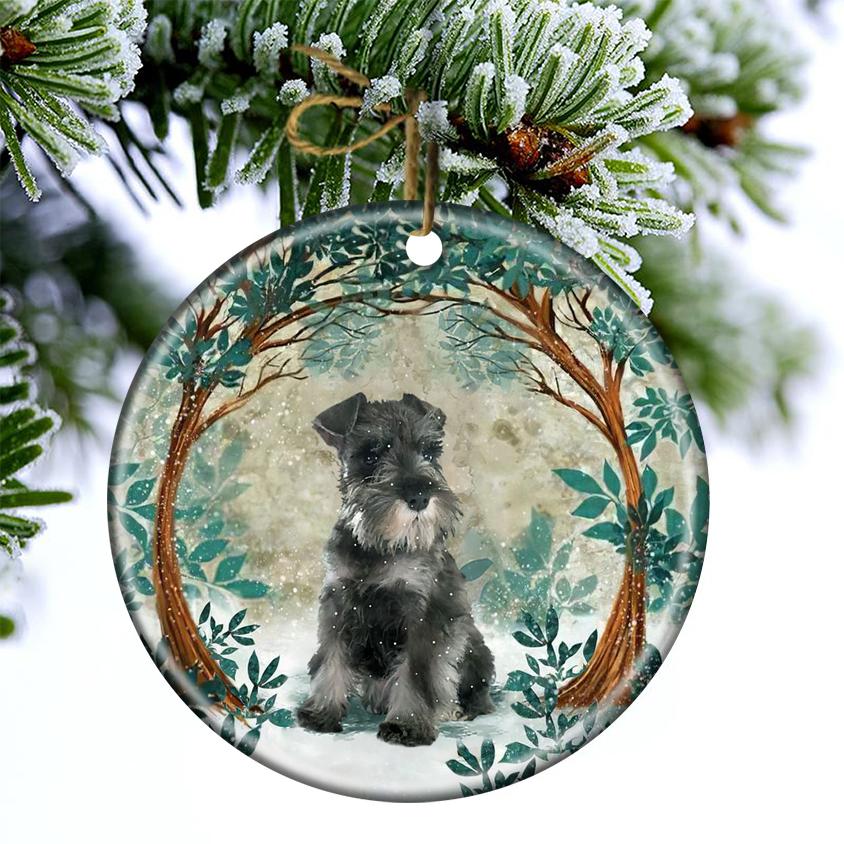 Schnauzer Among Forest Porcelain/Ceramic Ornament