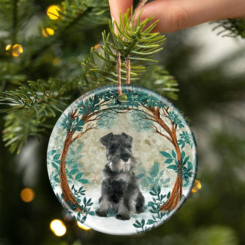 Schnauzer Among Forest Porcelain/Ceramic Ornament
