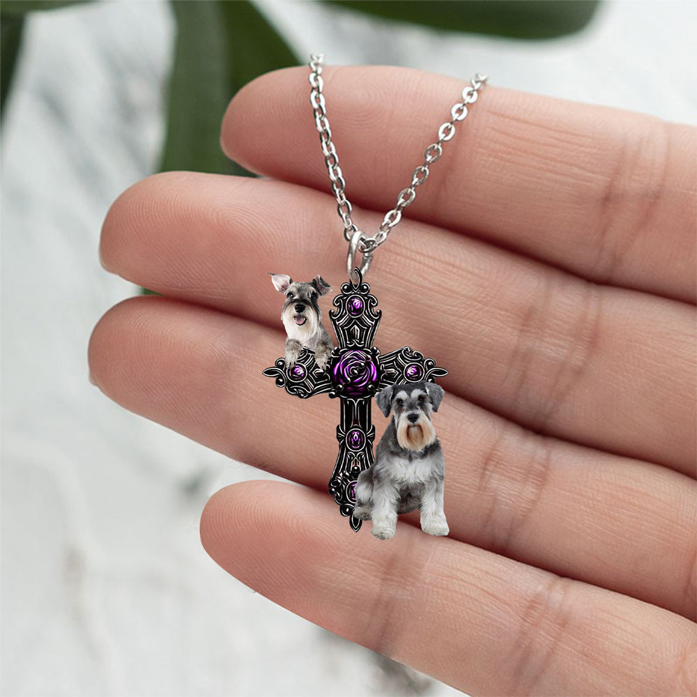 Schnauzer Pray For God Stainless Steel Necklace