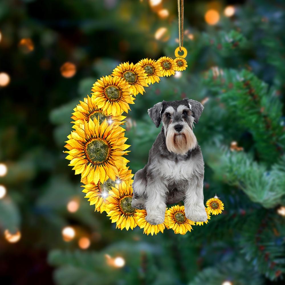 Schnauzer On Sunflower Moon Ornament