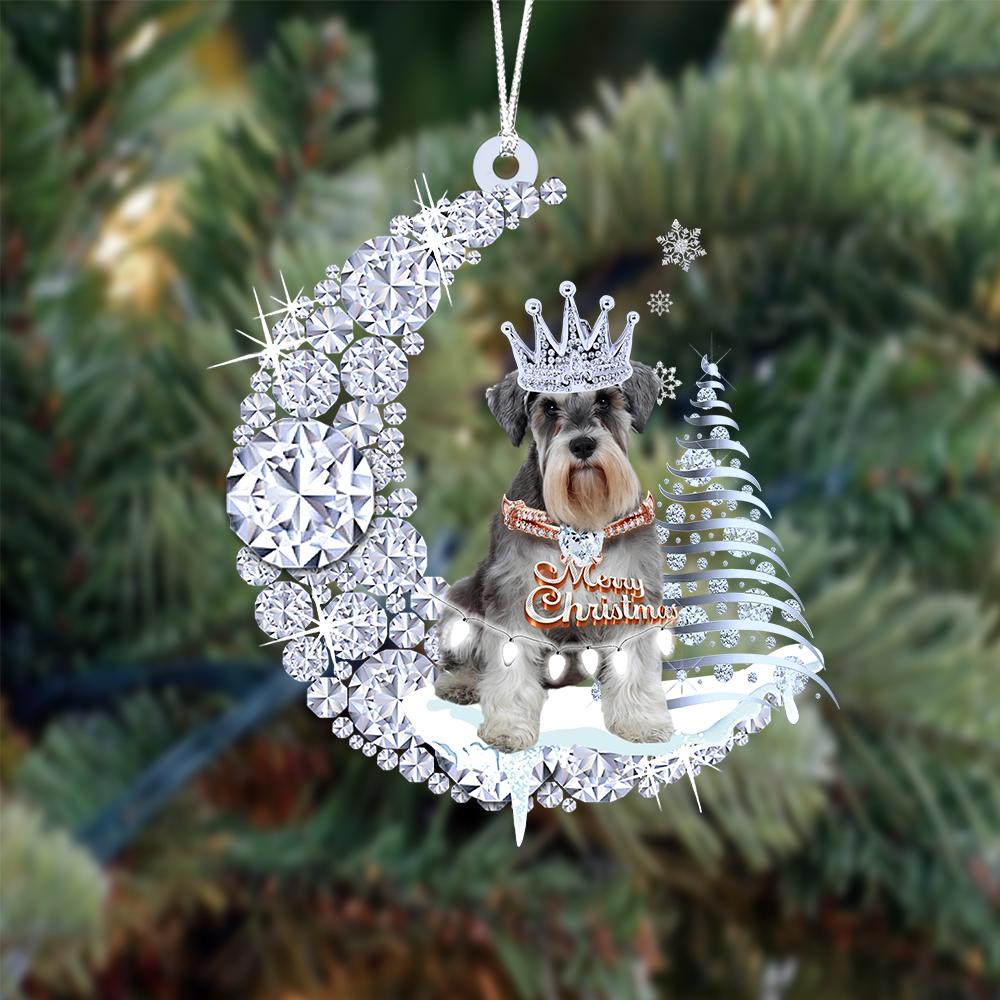 Schnauzer Diamond Moon Merry Christmas Ornament