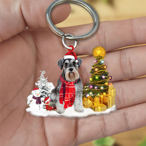 Schnauzer Early Merry Christma Acrylic Keychain