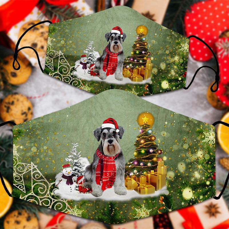 Schnauzer Merry Christmas Face Mask