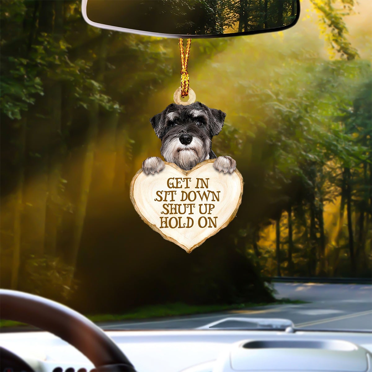 Schnauzer Heart Shape Get In Car Hanging Ornament