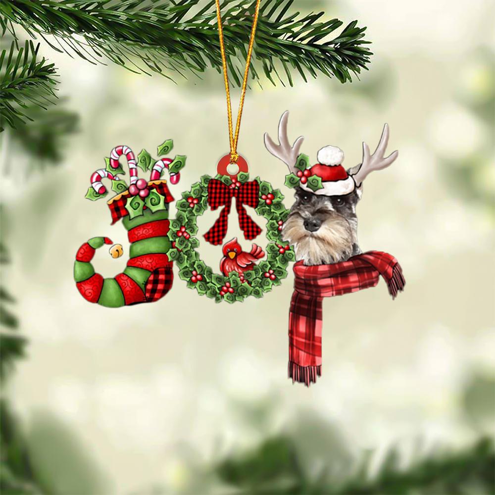 Schnauzer JOY Reindeer Hanging Ornament