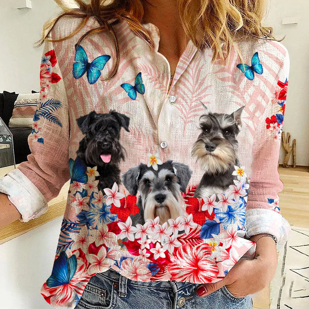 Schnauzer Floral Casual Shirt