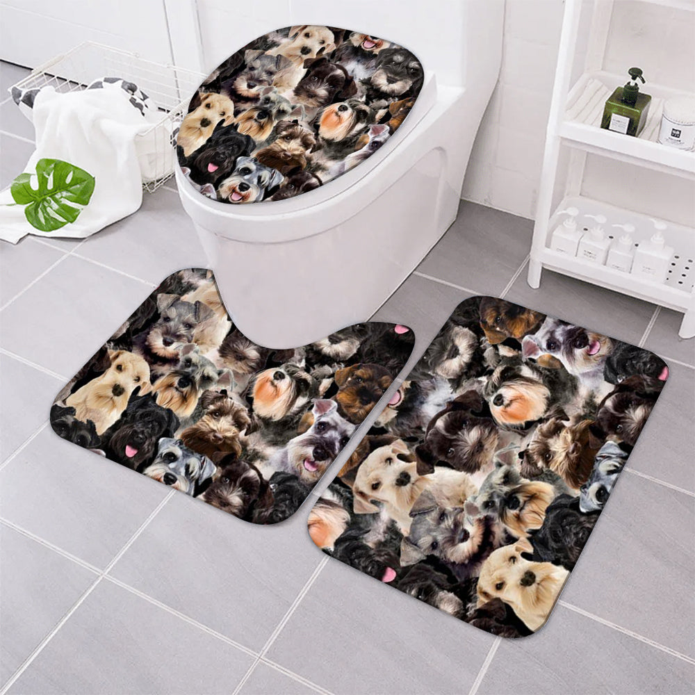 A Bunch Of Schnauzers Bathroom Mat Set