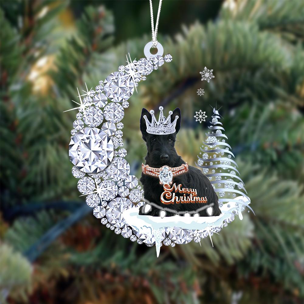Scottish Terrier Diamond Moon Merry Christmas Ornament