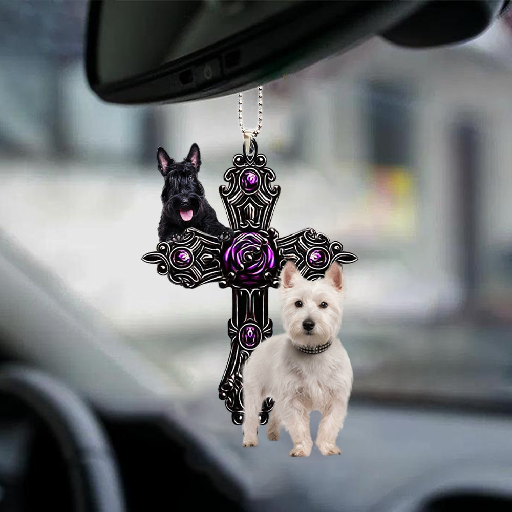 Scottish Terrier0002 Pray For God Car Hanging Ornament