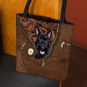 Scottish Terrier Holding Daisy Tote Bag
