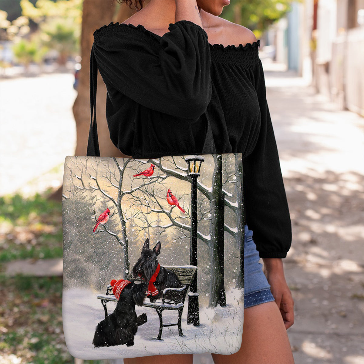 Scottish Terrier Hello Christmas/Winter/New Year Tote Bag