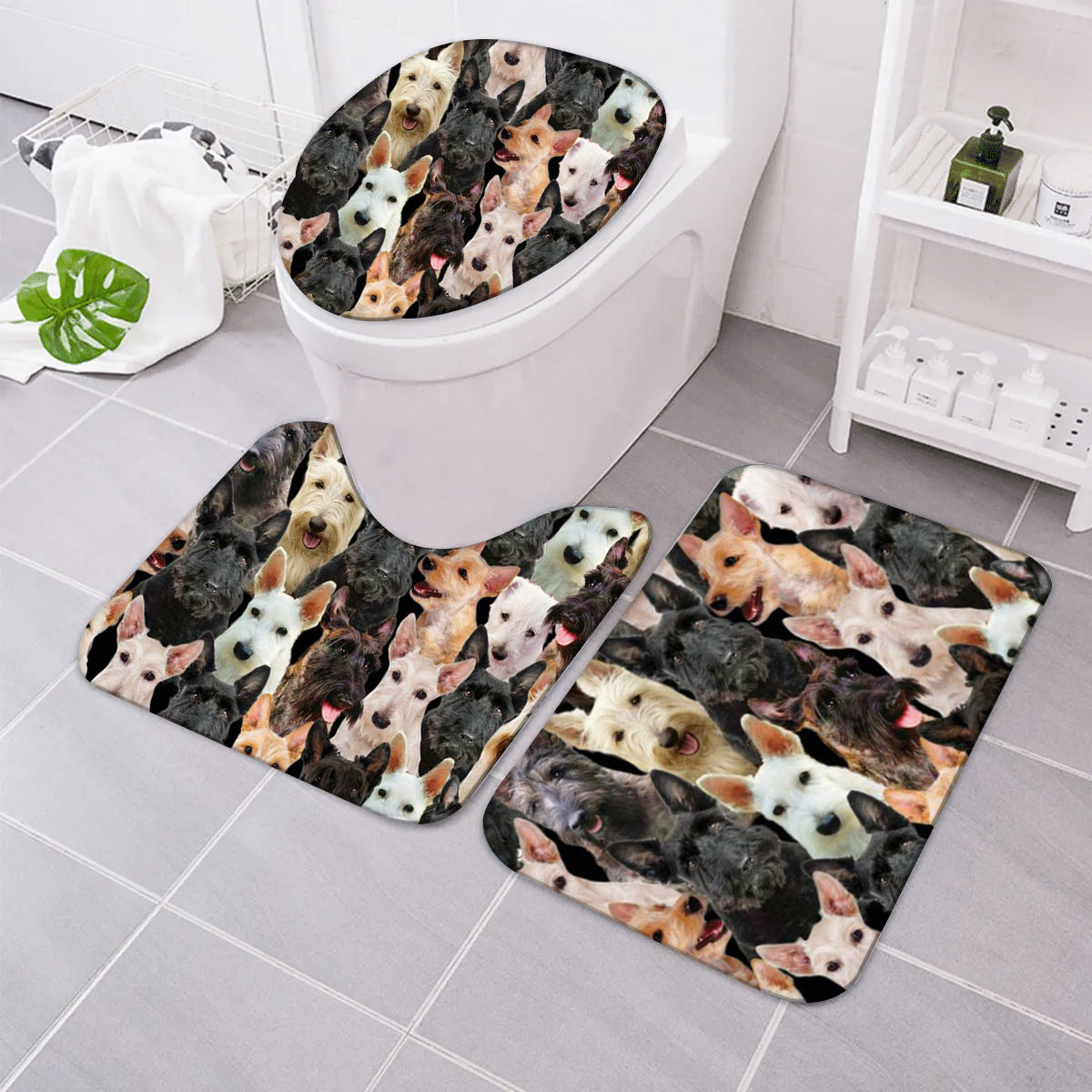 A Bunch Of ScottishTerriers Bathroom Mat Set