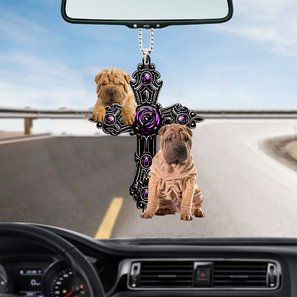 Shar Pei Pray For God Car Hanging Ornament