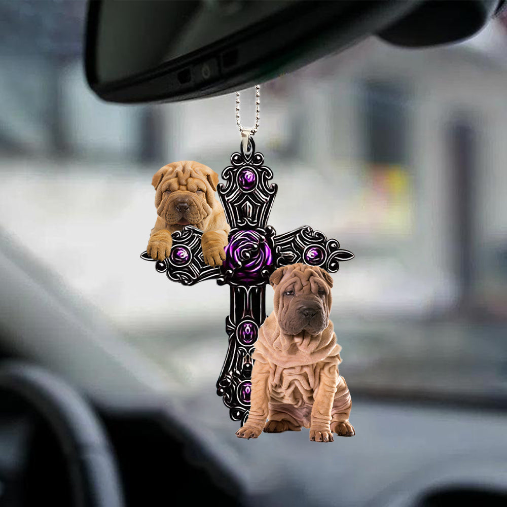 Shar Pei Pray For God Car Hanging Ornament