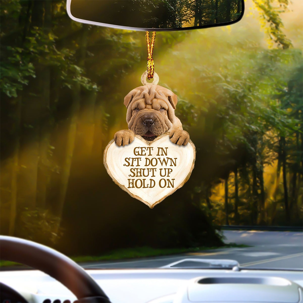 Shar Pei Heart Shape Get In Car Hanging Ornament