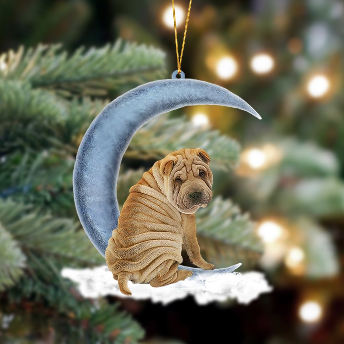 Shar Pei Sits On The Moon Hanging Ornament