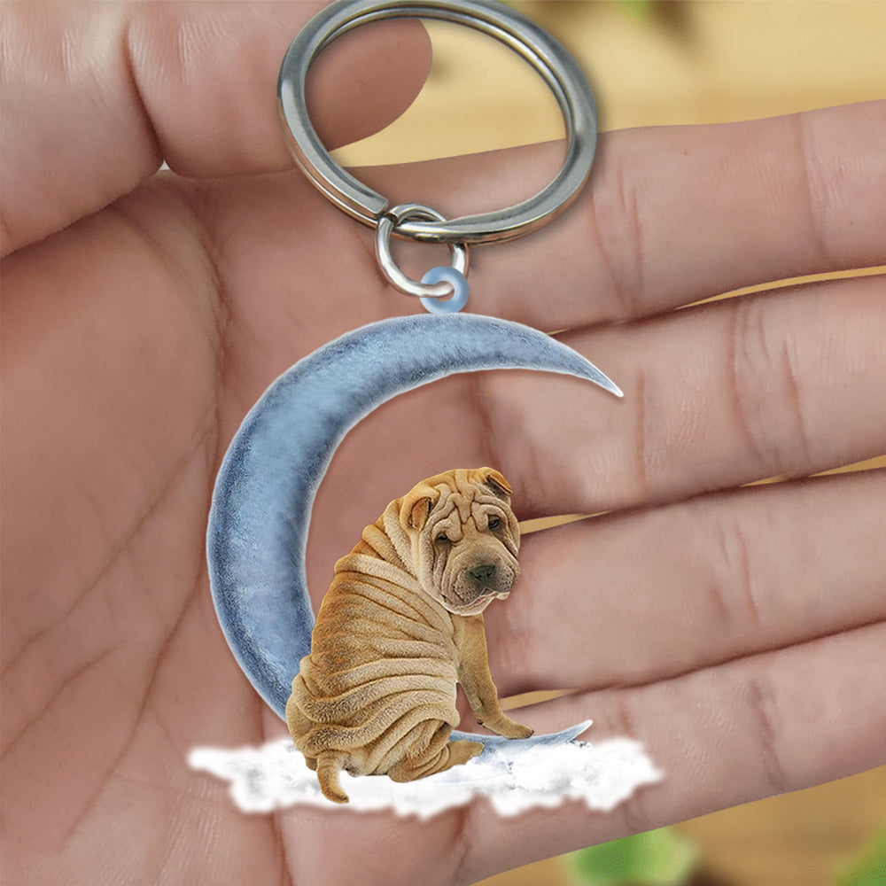 Shar Pei On The Moon Flat Acrylic Keychain