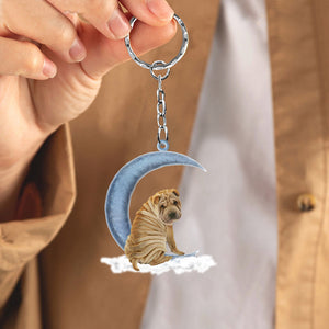 Shar Pei On The Moon Flat Acrylic Keychain