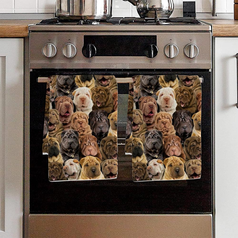 A Bunch Of Shar Peis Kitchen Towel