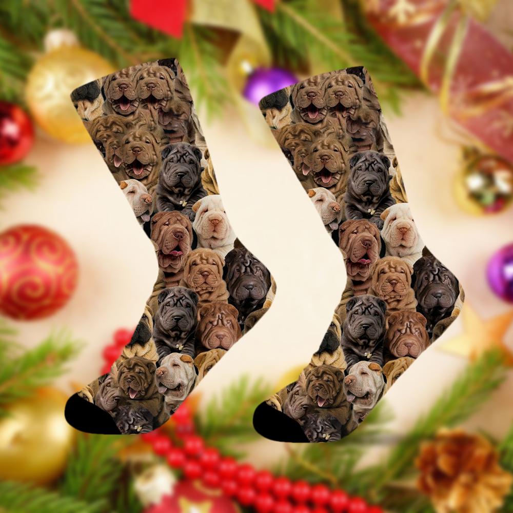 A Bunch Of Shar Peis Socks