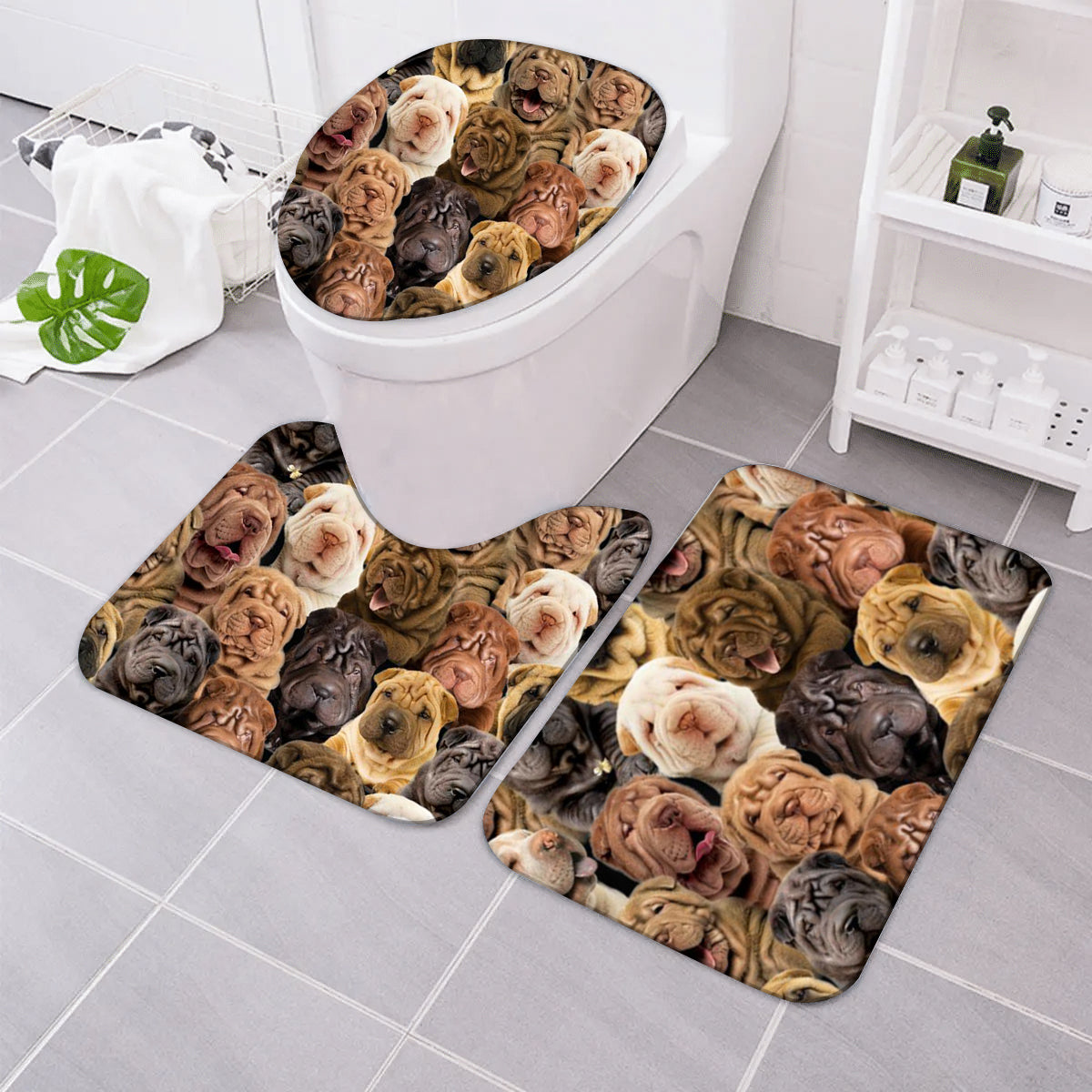 A Bunch Of Shar Peis Bathroom Mat Set