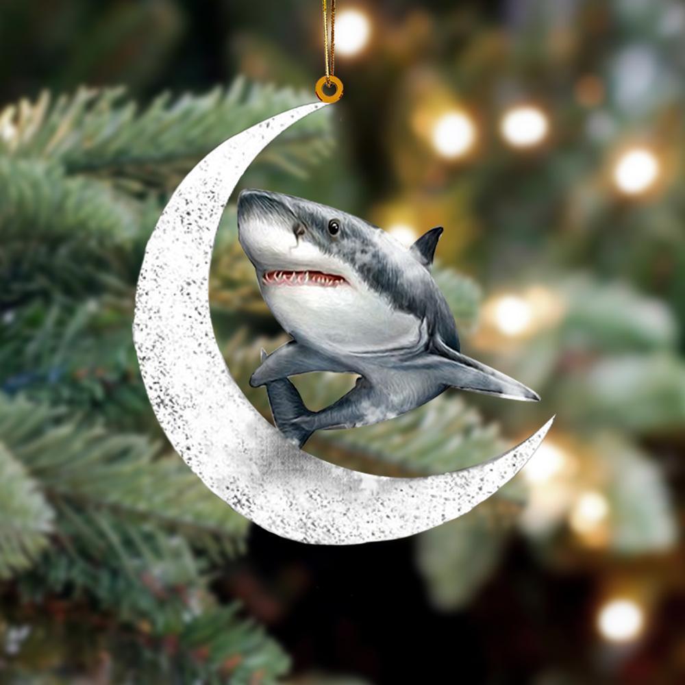 Shark Sits On The Moon Hanging Ornament