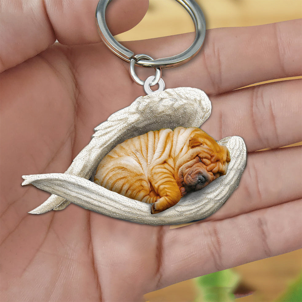 Shar pei Sleeping Angel Acrylic Keychain