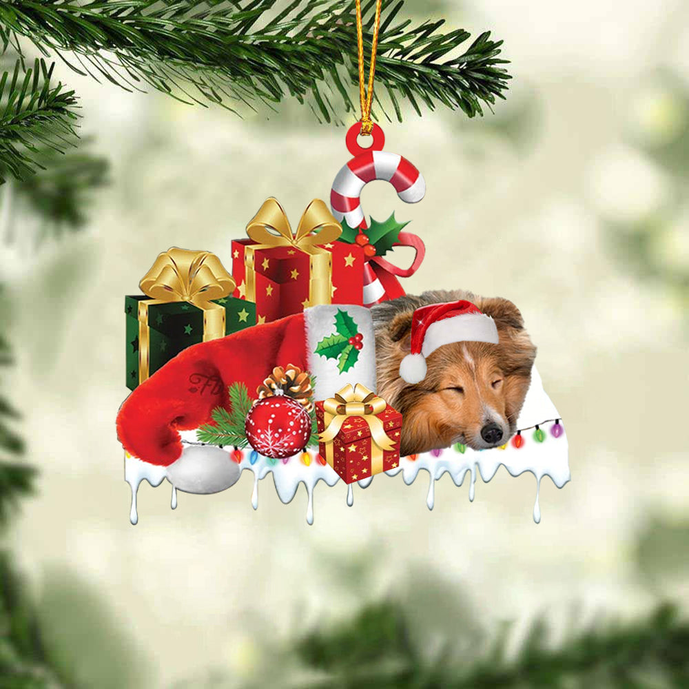 Sheltie Merry Christmas Hanging Ornament-0211