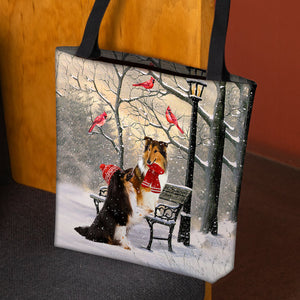 Sheltie Hello Christmas/Winter/New Year Tote Bag
