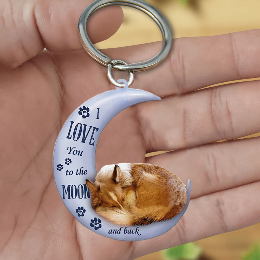 Sheltie I Love You To The Moon And Back Flat Acrylic Keychain