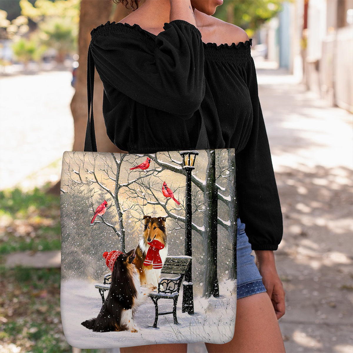 Sheltie Hello Christmas/Winter/New Year Tote Bag