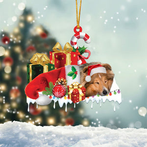 Sheltie Merry Christmas Hanging Ornament-0211