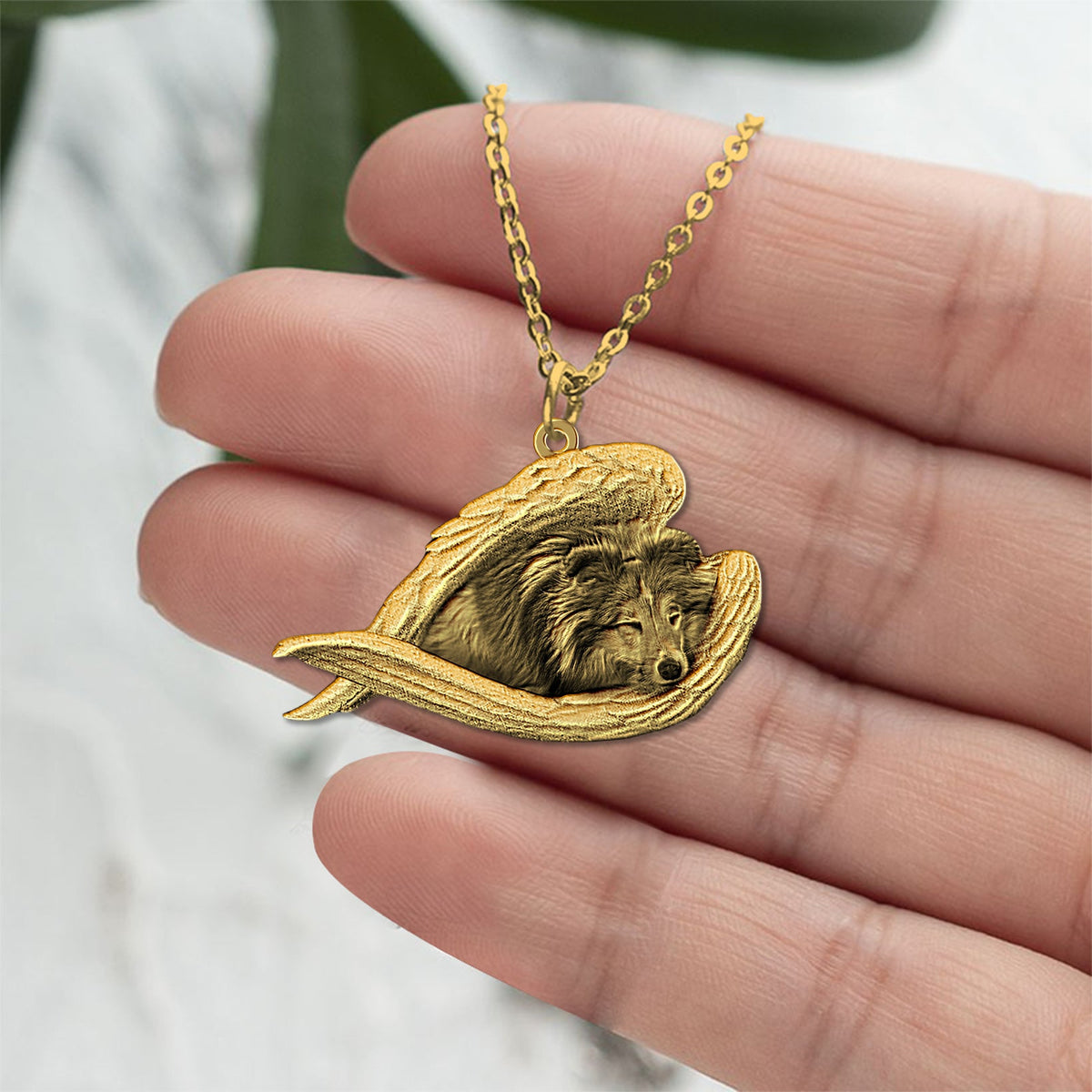 Sheltie/Sheltland Sheepdog Sleeping Angel Necklace