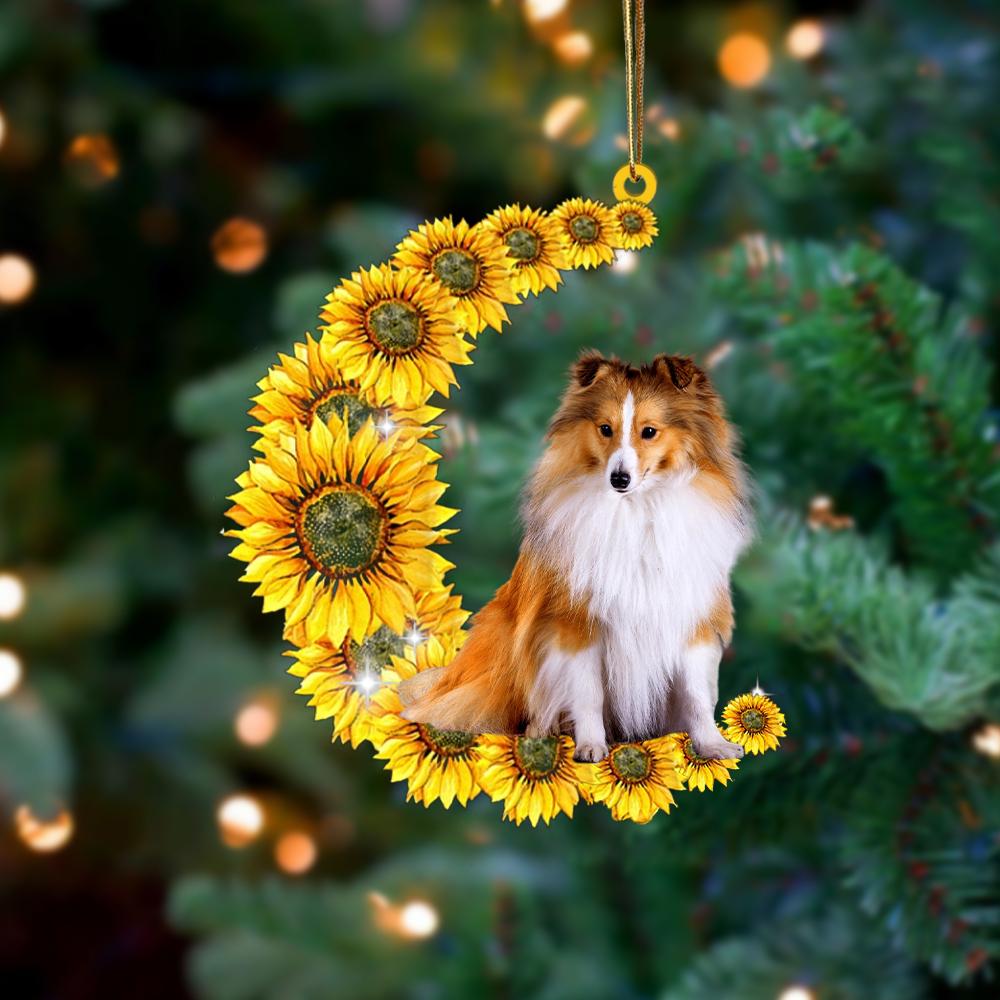 Shetland Sheepdog On Sunflower Moon Ornament