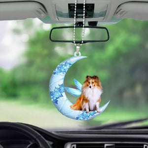 Shetland Sheepdog Angel From The Moon Car Hanging Ornament